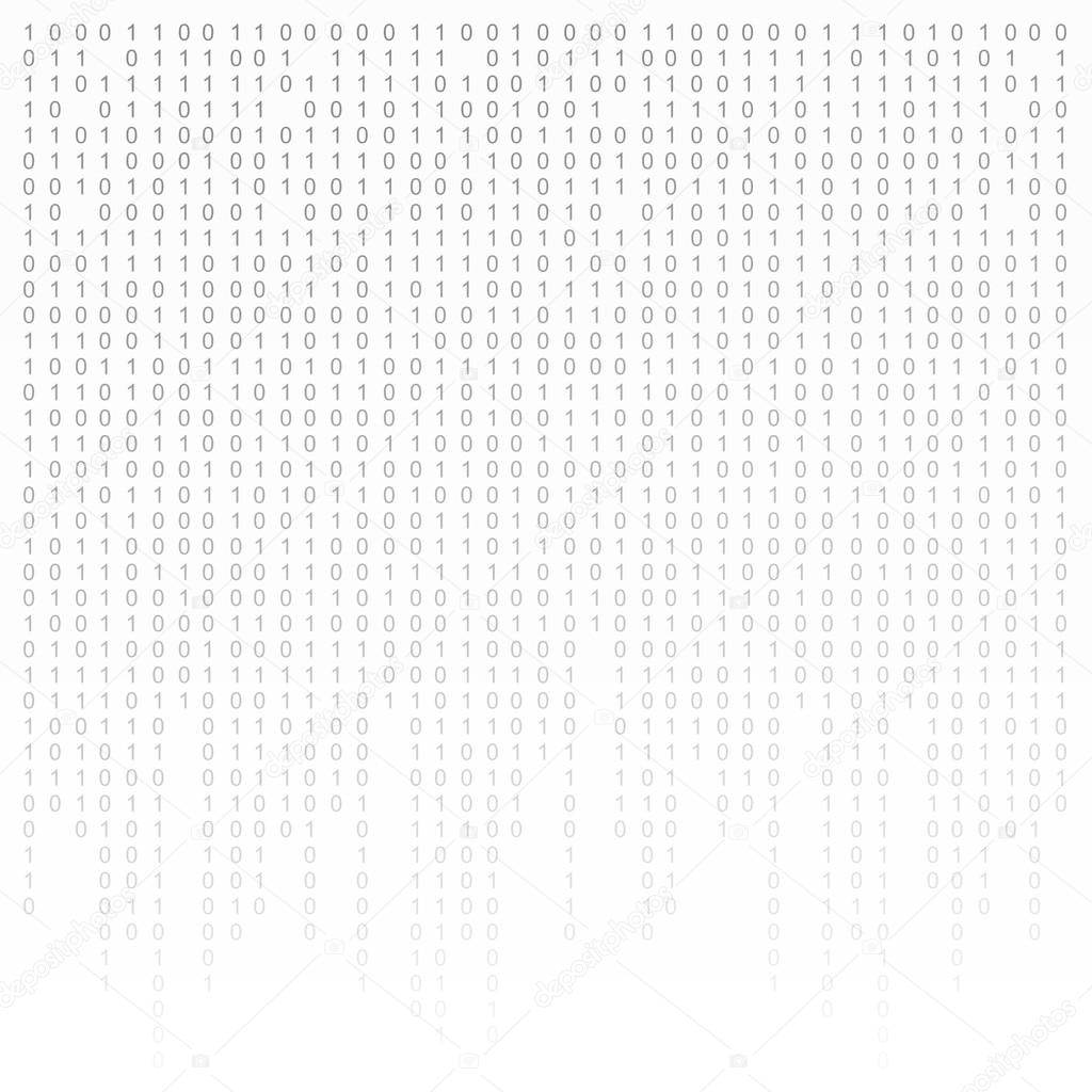 Binary code black and white background with digits on screen. Algorithm , data , decryption  encoding, row matrix