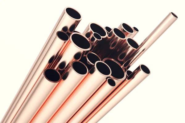 Copper pipes isolated on white. 3d rendering — Stock Photo, Image