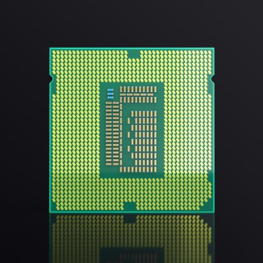 3D çizim bilgisayar Pc işlemci çip Elektronik Sanayi kavramı, yakından görmek.
