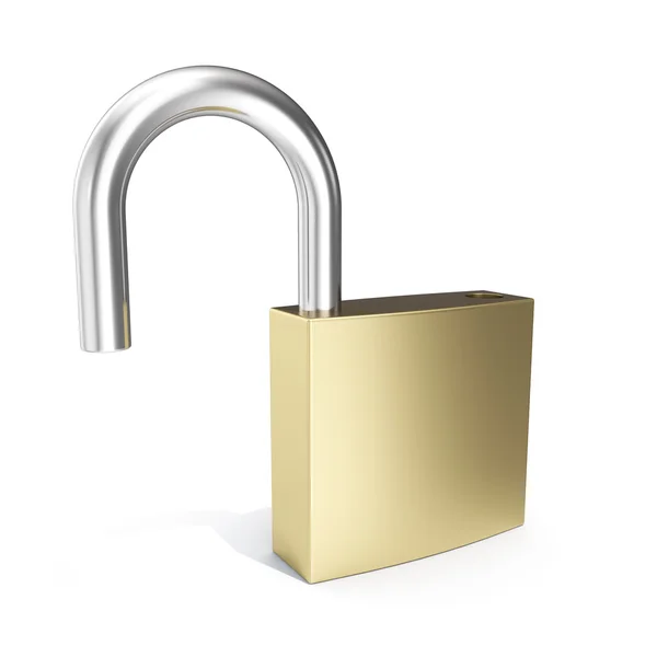 Ícone de cadeado de ilustração 3d, ícone de segurança de bloqueio aberto isolado no branco . — Fotografia de Stock