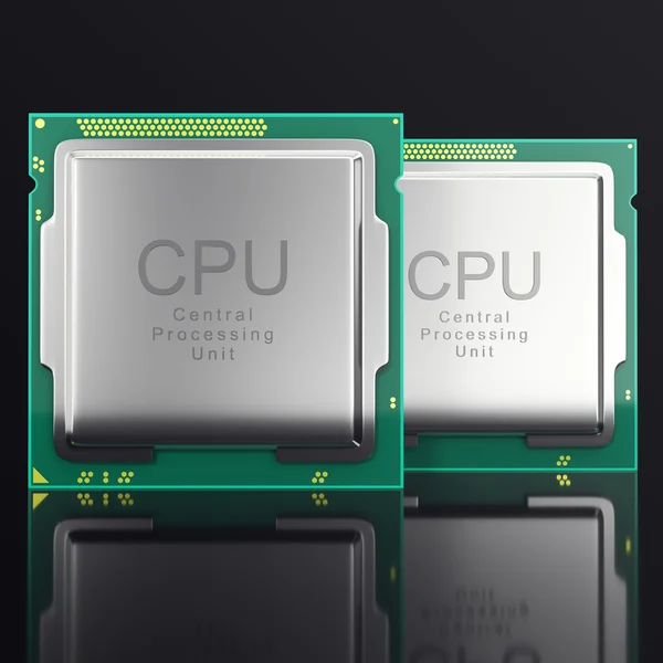 3D illustratie moderne multicore Cpu op zwarte achtergrond — Stockfoto