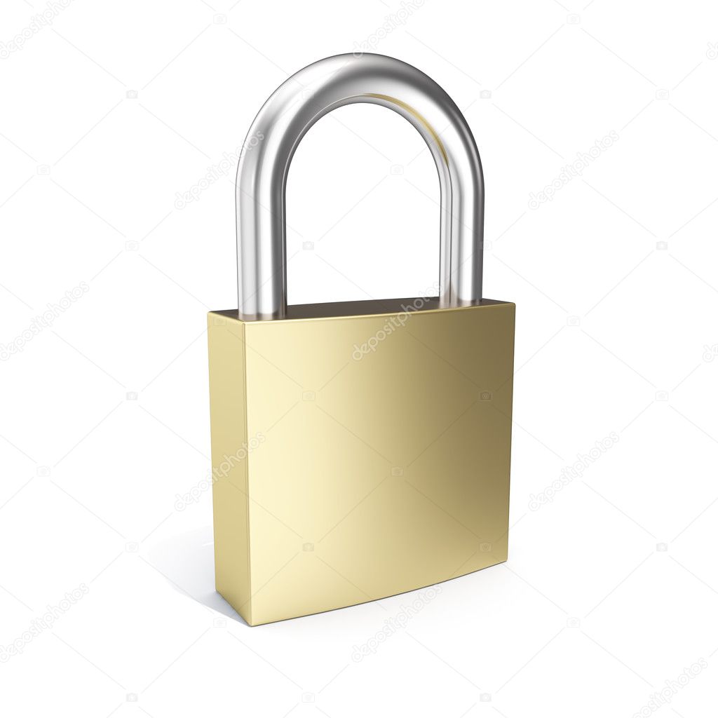 3d illustration padlock icon, closed lock security icon isolated on white.