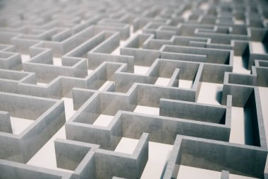 3D çizim cocrete Labirent, karmaşık problem çözme kavramı