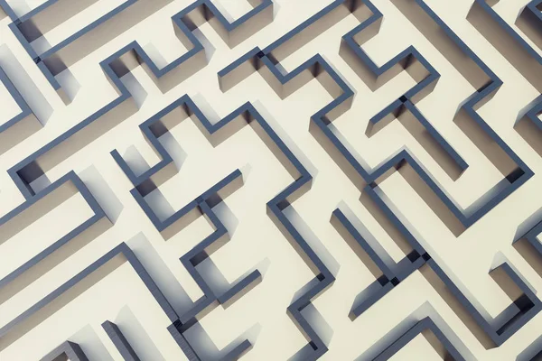 3D Illustration Betonlabyrinth, komplexes Problemlösungskonzept — Stockfoto