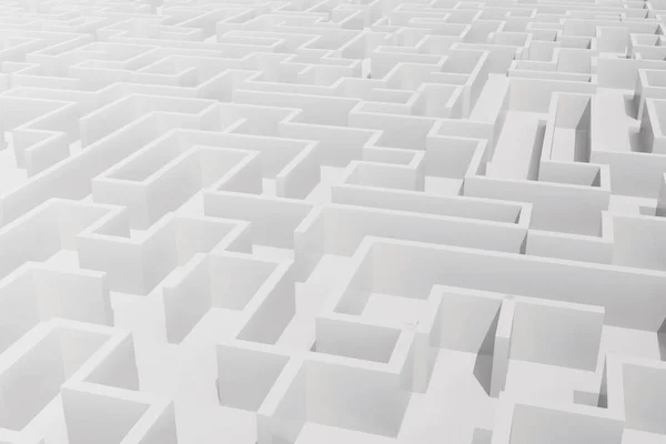 Draufsicht auf das weiße Labyrinth. 3D-Darstellung — Stockfoto
