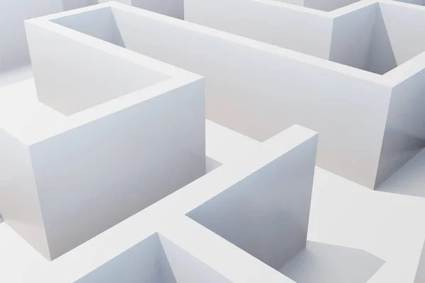 Vista superior do labirinto branco. Renderização 3d — Fotografia de Stock
