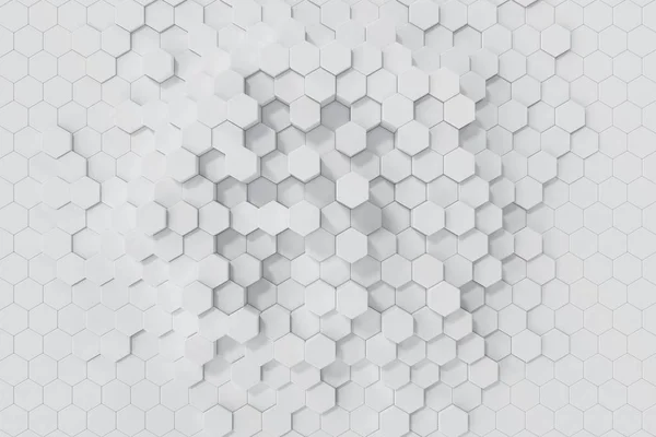 Weißer geometrischer sechseckiger abstrakter Hintergrund. 3D-Darstellung — Stockfoto