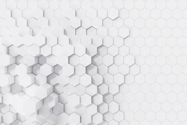 Bílé geometrické šestihranný abstraktní pozadí. 3D vykreslování — Stock fotografie