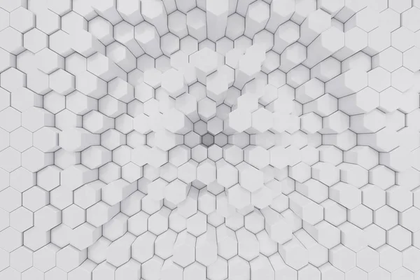 白色六角形的几何抽象背景。3d 渲染 — 图库照片