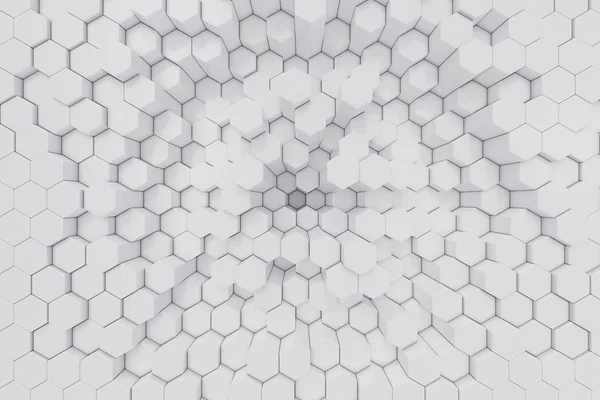 Fondo abstracto hexagonal geométrico blanco. renderizado 3d — Foto de Stock