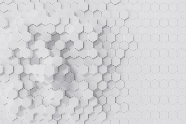 Fondo abstracto hexagonal geométrico blanco. renderizado 3d — Foto de Stock