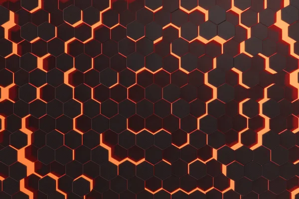 Fondo futurista hexágono brillante rojo. renderizado 3d — Foto de Stock