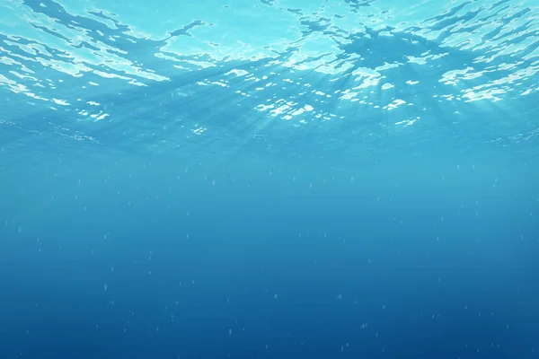 3d rendering underwater sea, ocean surface with light rays, high resolution