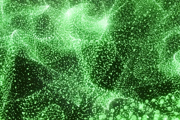 3D renderizado Hi-tech terreno digital, espacio abstracto verde sobre fondo oscuro con puntos de conexión y líneas . — Foto de Stock