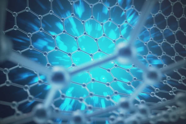 3D rendering νανοτεχνολογία εξαγωνικό γεωμετρική μορφή γκρο πλαν, έννοια γραφένιο ατομική δομή, έννοια γραφένιο μοριακή δομή. — Φωτογραφία Αρχείου