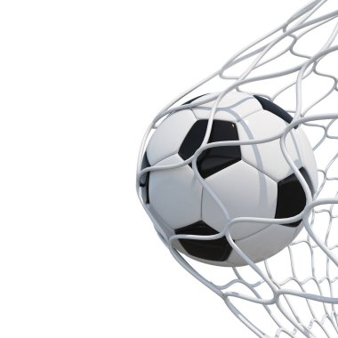 Beyaz zemin üzerinde net futbol topu.