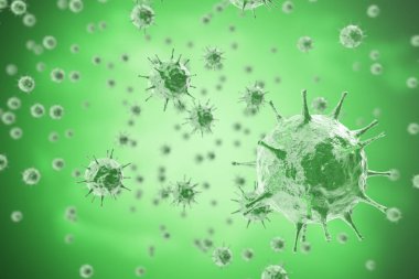 3D render, hepatit, grip, H1n1, HIV AIDS virüs arka plan soyut..