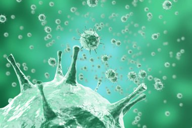 3D render, hepatit, grip, H1n1, HIV AIDS virüs arka plan soyut..