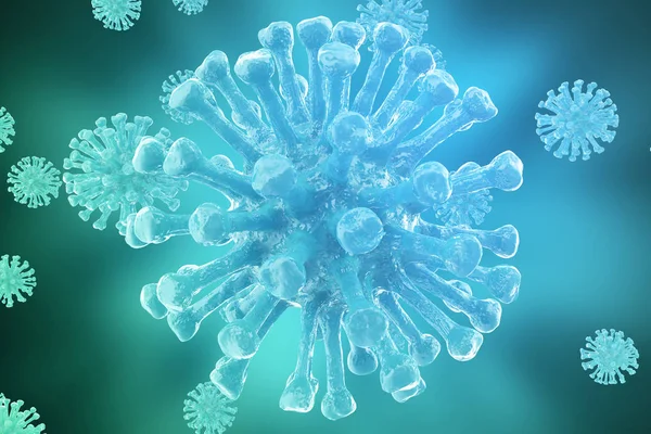 3D rendering virussen geïnfecteerde organisme, virale ziekte epidemie, virus abstracte achtergrond. — Stockfoto