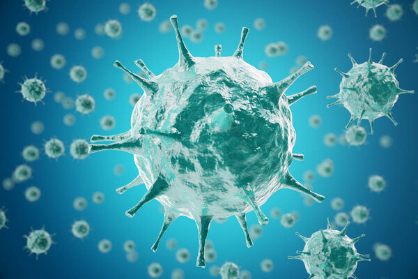 3d rendering of Influenza Virus H1N1. Swine Flu, infect organism, viral disease epidemic