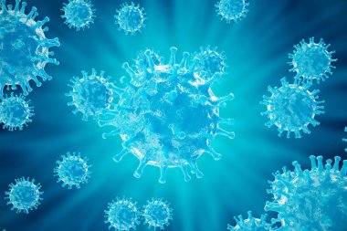 3D render virüs bulaşmış organizma, viral hastalığı salgını, virüs arka plan