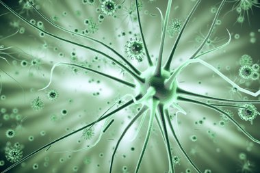 3D render virüs bulaşmış organizma, viral hastalığı salgını, virüs arka plan