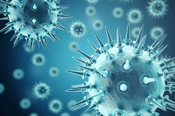 3d rendering virus in organismo infetto, epidemia di malattia virale, sfondo astratto del virus — Foto Stock