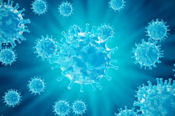 3d rendre les virus dans l'organisme infecté, épidémie de maladie virale, fond abstrait de virus — Photo