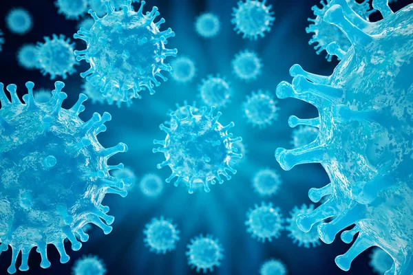 3d рендеринг вирусов в инфицированном организме, эпидемия вирусных заболеваний, вирусный абстрактный фон — стоковое фото