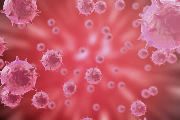 3d vírus de renderização no organismo infectado, epidemia de doenças virais, vírus resumo fundo — Fotografia de Stock