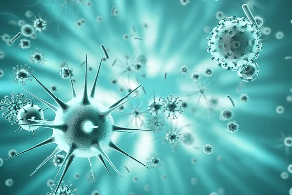 3d rendering viruses in infected organism, viral disease epidemic, virus abstract background — Stock Photo, Image