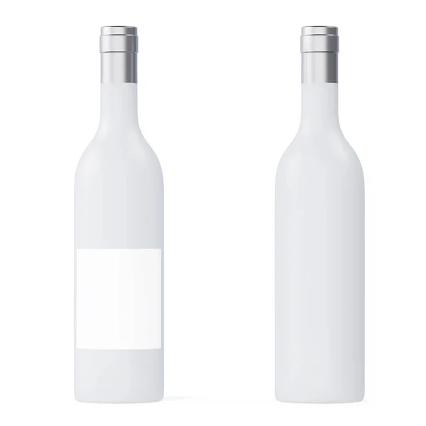 Set White matte wine bottles isolated on background with empty blank. 3d rendering — Stock Photo, Image