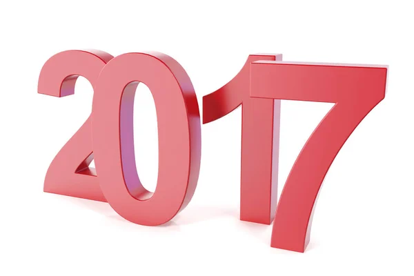 Ano novo vermelho 2017 Isolado em fundo branco. Renderização 3d — Fotografia de Stock