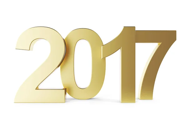 Novo 2017 ano dourado isolado no fundo branco. Renderização 3D . — Fotografia de Stock