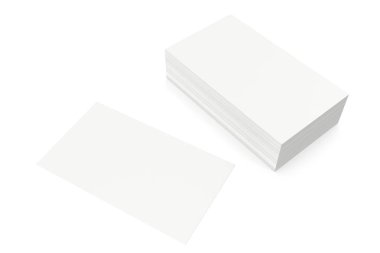 Kartvizit boş mockup, beyaz arka planda, 3B oluşturma şablonu