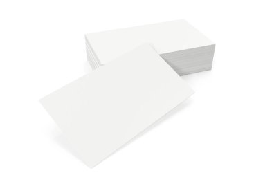 Kartvizit boş mockup, beyaz arka planda, 3B oluşturma şablonu