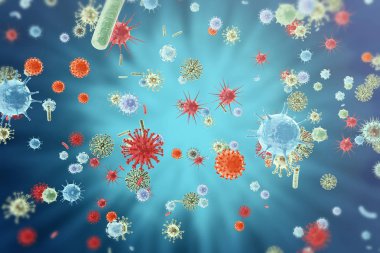 Grip virüsü H1n1. domuz gribi, organizma, viral hastalığı salgın bulaştırmak. 3D render