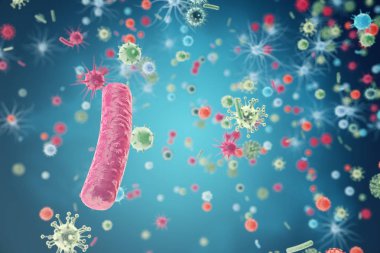 bakteri virüs ya da mikroplar mikroorganizma hücreleri. 3D render