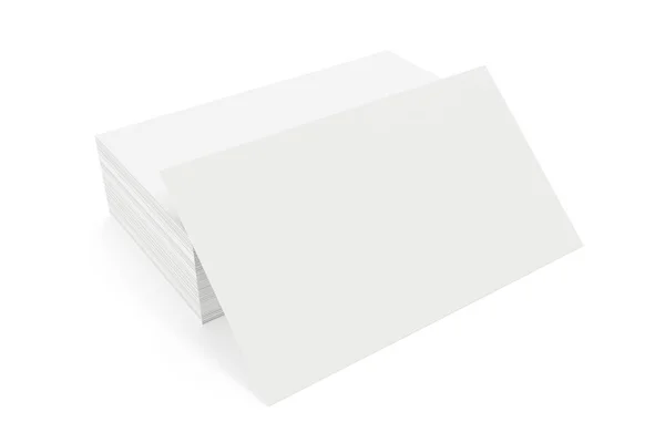 Empilement de carte de visite vierge sur fond blanc. Rendu 3d — Photo