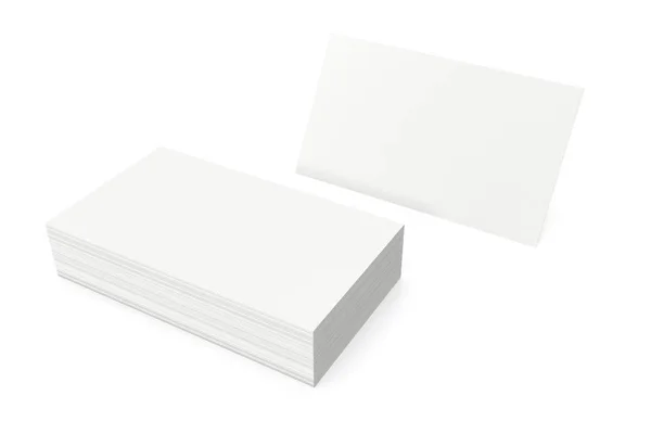 Empilement de carte de visite vierge sur fond blanc. Rendu 3d — Photo