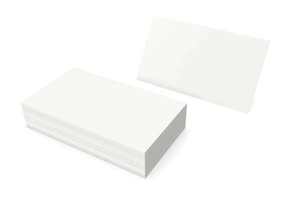 Stack of blank business card on white background. 3d rendering