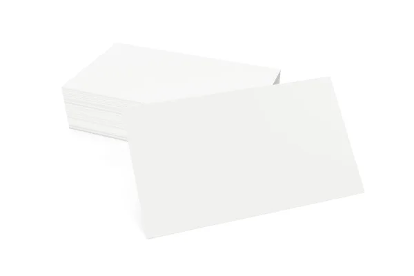 Empilement de carte de visite vierge sur fond blanc. Rendu 3d — Photo