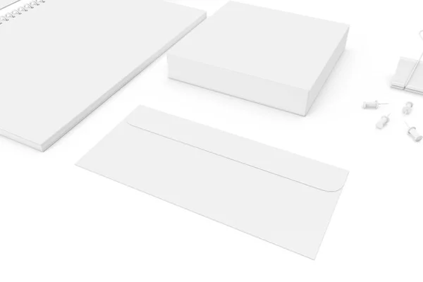 Blanco conjunto final en blanco de la plantilla de materiales de impresión para la identidad de marca. renderizado 3d — Foto de Stock