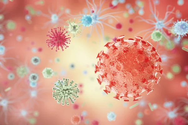 Bacteria virus or germs microorganism cells. 3d rendering — Stock Photo, Image