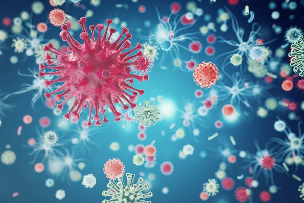 Bakterii wirusów lub bakterii komórek mikroorganizmów. renderowania 3D Zdjęcie Stockowe