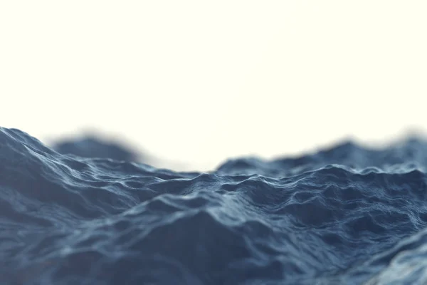 Vue rapprochée des vagues de mer, vue en angle bas avec effets bokeh. Rendu 3d — Photo