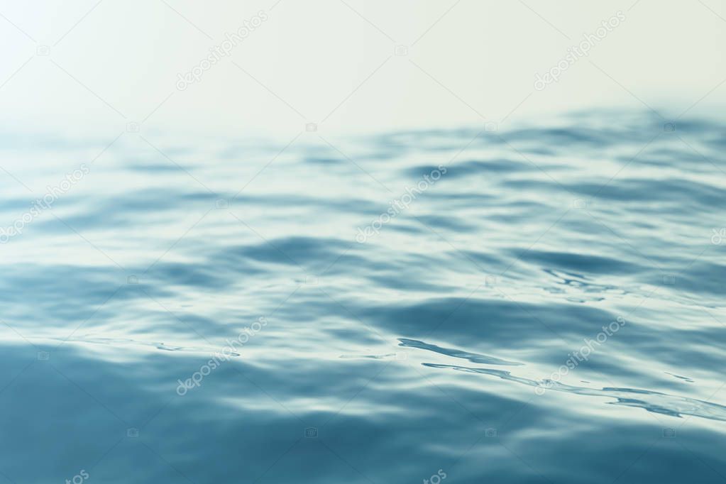 Sea, ocean wave and blue sky background with focus effects. 3d rendering