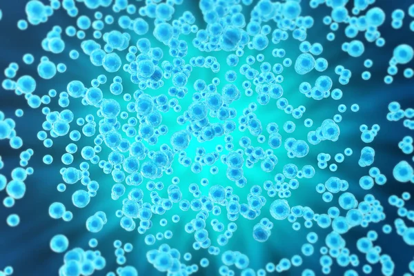  τα μπλε κελιά bacgkround επιστήμη. 3D rendering — Φωτογραφία Αρχείου
