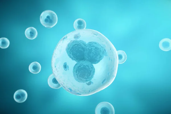 Синій фон клітини. Життя і біологія, медицина наукові, молекулярні дослідження ДНК. 3D візуалізація — стокове фото