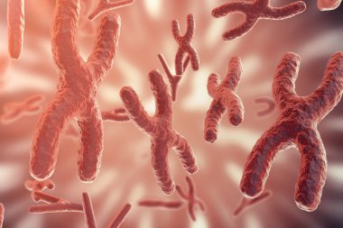 Kromozom ile bilim arka plan. Tıp bilimsel kavram. 3D render